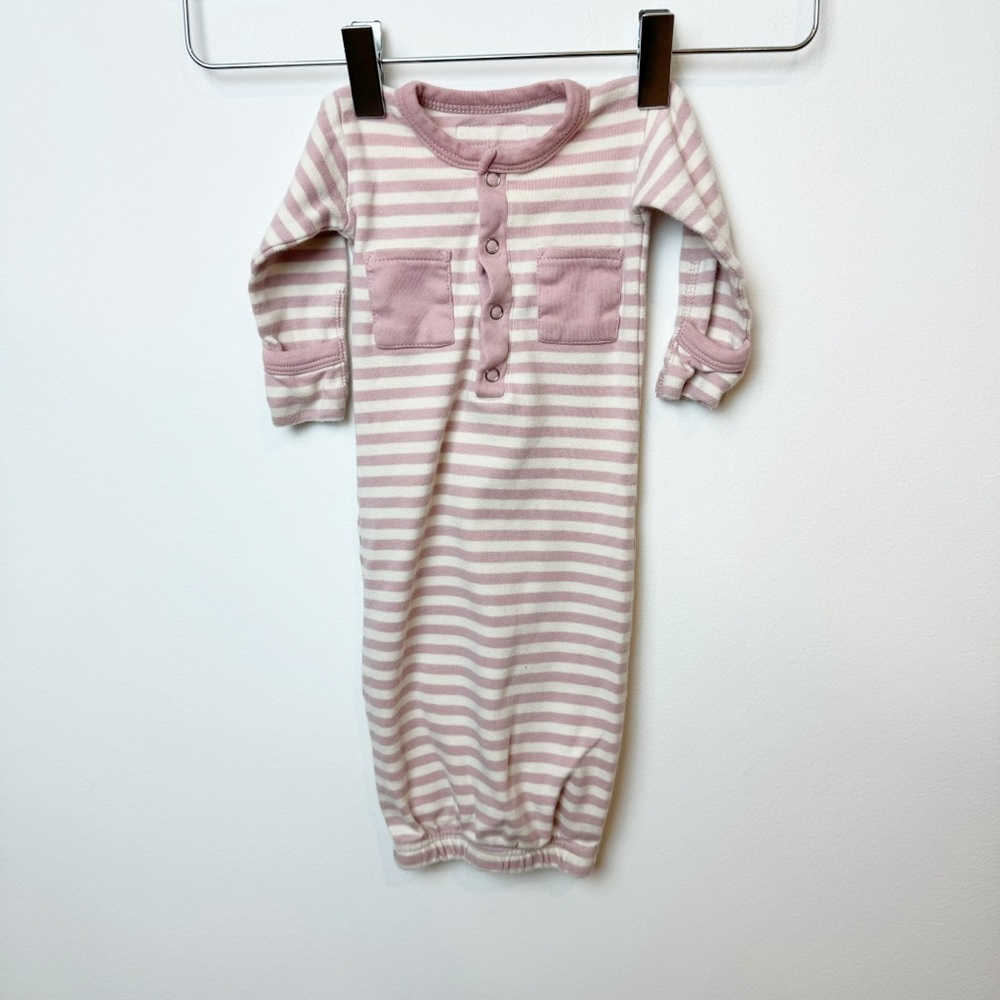 Love'd Baby | Pink Striped Organic Cotton Baby Sack Gown